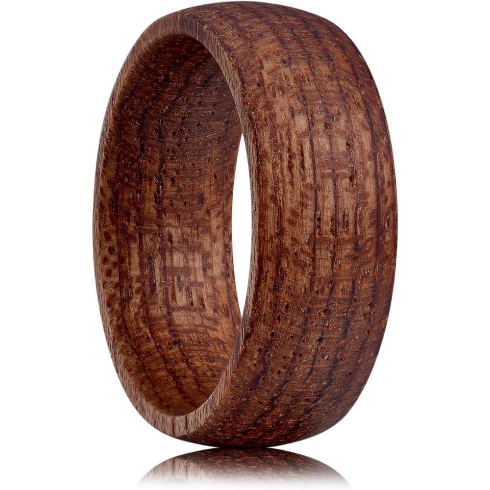 imageKing Will Wooden Wedding Band for Men Women 412mm Width in BlackBrown Wood Wedding Ring Domed Style Comfort Fit and Promise Ring Size 813Brown Padauk8mm