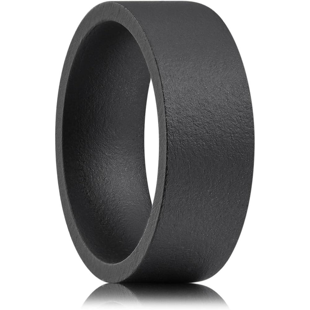imageKing Will Wooden Wedding Band for Men Women 412mm Width in BlackBrown Wood Wedding Ring Domed Style Comfort Fit and Promise Ring Size 813Dalbergia Melanoxylon8mm