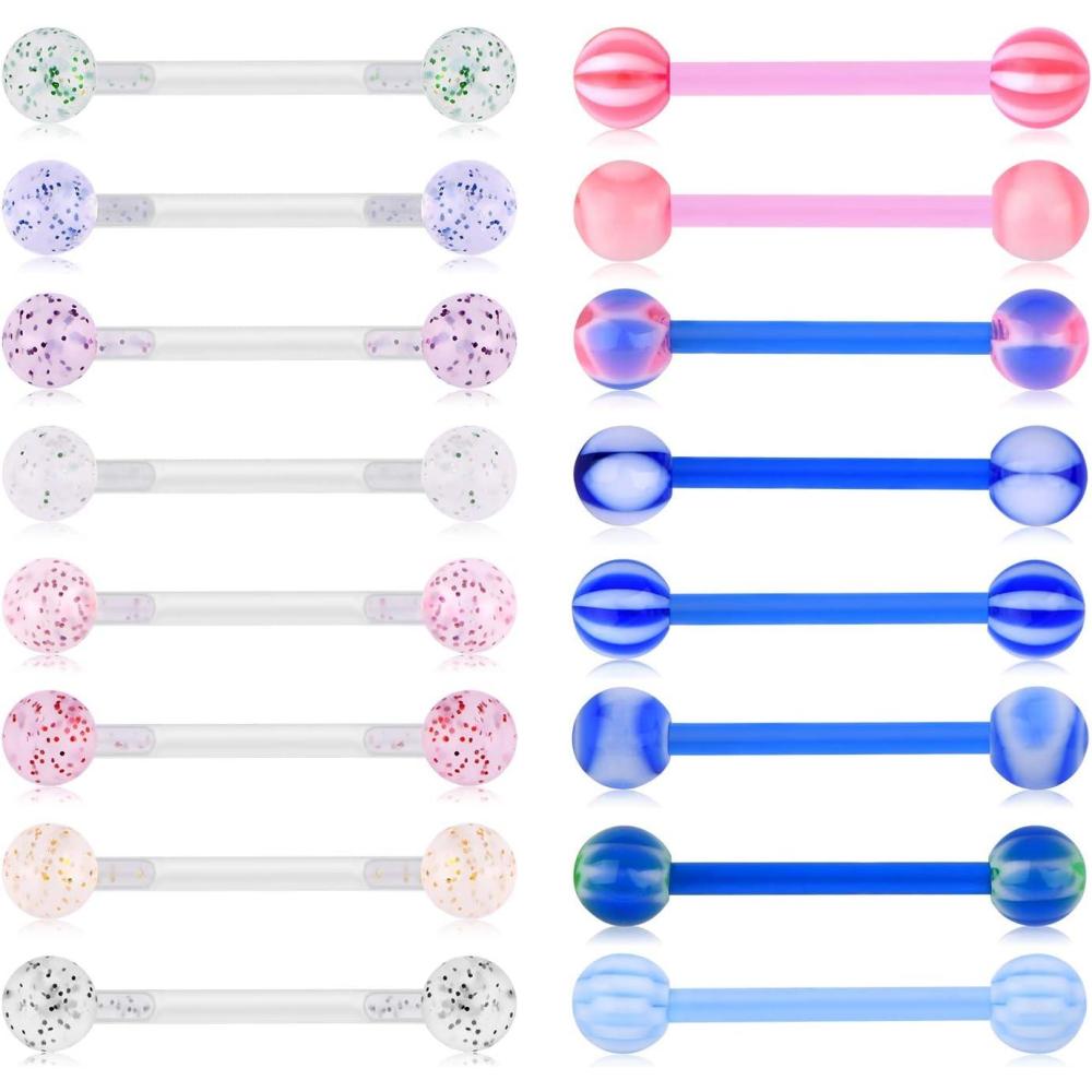 imageMayhoop 14G Flexible Straight Tongue Nipple Ring Retainer Body Piercing Jewelry 16mm 58quot for Women Men