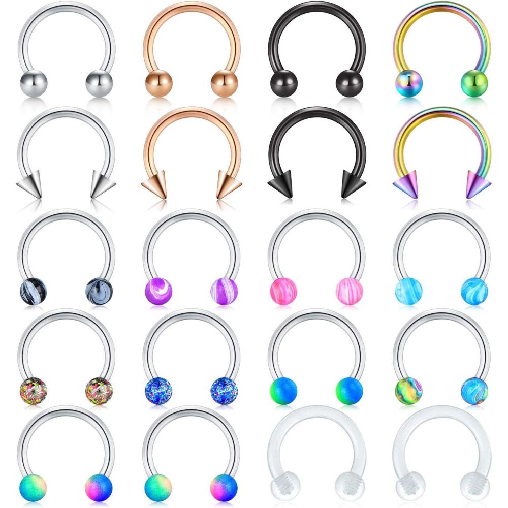 imageMayhoop 16G Horseshoe Nose Septum Rings 316L Stainless Steel Piercing Jewelry Cartilage Helix Tragus Earring Hoop Lip Horseshoe Piercing Retainer For Women Men 6mm 8mm 10mm1Inner dia18Pcs 6mm14 2Pcs Clear8mm516 Overall small