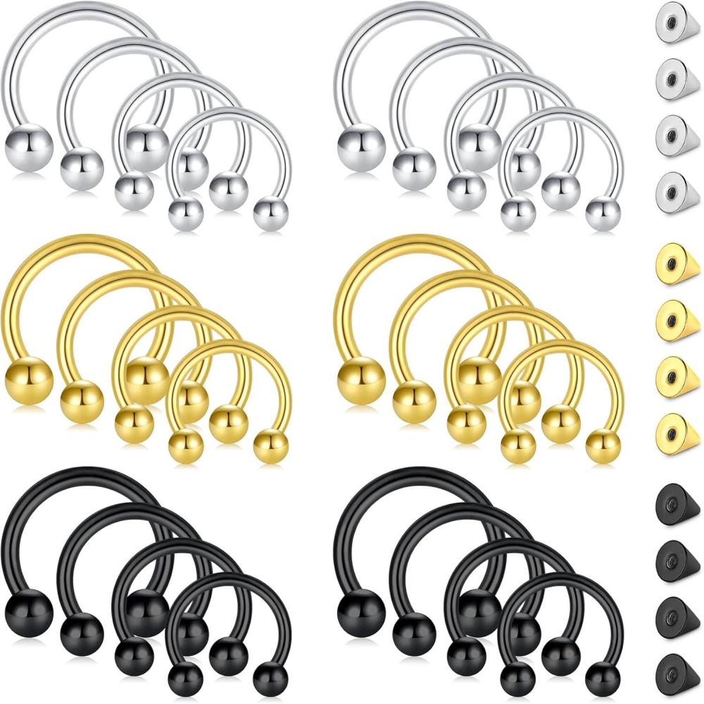 imageMayhoop 16G Horseshoe Septum Rings Women Men 316L Surgical Stainless Steel Nose Septum Jewelry Hoop Earring Eyebrow Tragus Lip Piercing Ring Balls ampamp Spikes 6mm 8mm 10mm 12mmsilvergoldblack