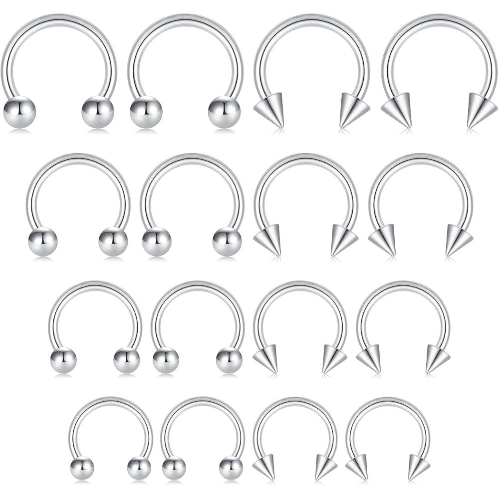 imageMayhoop 16G Horseshoe Septum Rings Women Men 316L Surgical Stainless Steel Nose Septum Jewelry Hoop Earring Eyebrow Tragus Lip Piercing Ring Balls ampamp Spikes 6mm 8mm 10mm 12mmsilver