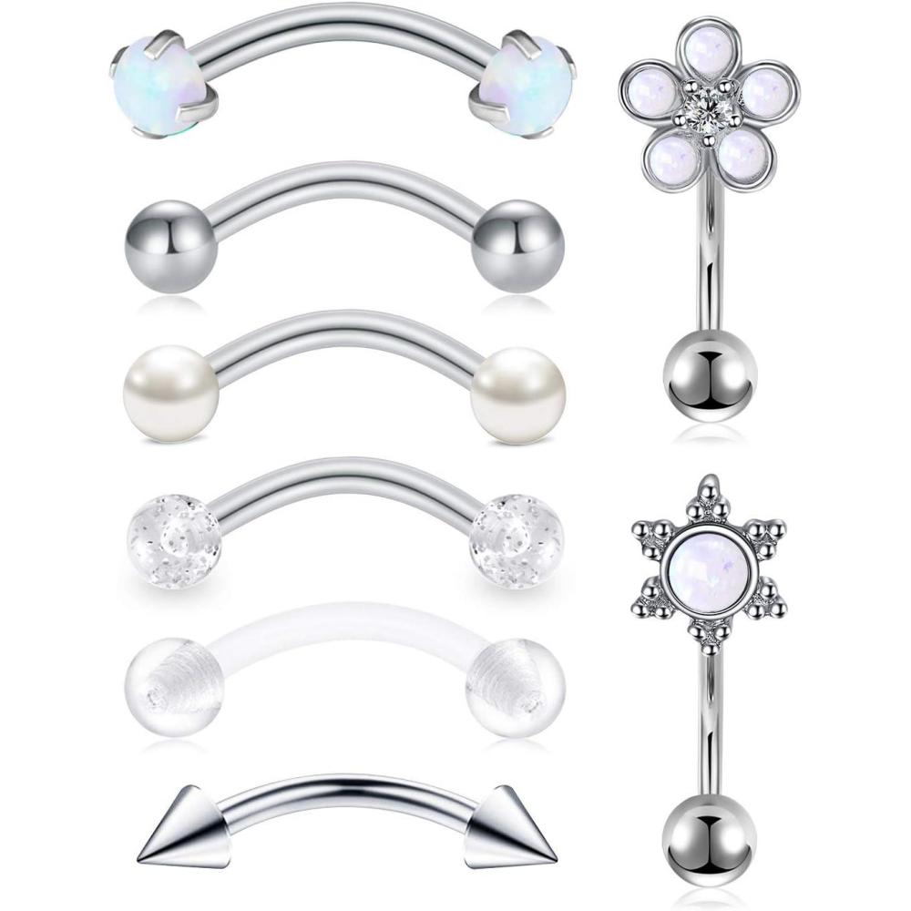 imageMayhoop 16G Rook Earrings Piercing Jewelry Daith Snug Eyebrow Rings Piercing Stainless Steel Curved Barbell Anti Tragus Forward Helix Piercings for Women Men3Silver