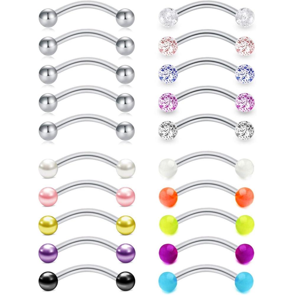 imageMayhoop 16G Stainless Steel Daith Rook Earring 8mm 10mm Curved Barbell Eyebrow Rings Piercing Jewelry for Women Men1Style A 8mm