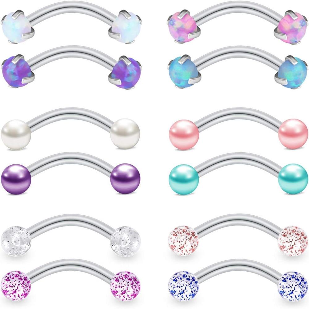 imageMayhoop 16G Stainless Steel Daith Rook Earring 8mm 10mm Curved Barbell Eyebrow Rings Piercing Jewelry for Women Men8mm Bar Length1