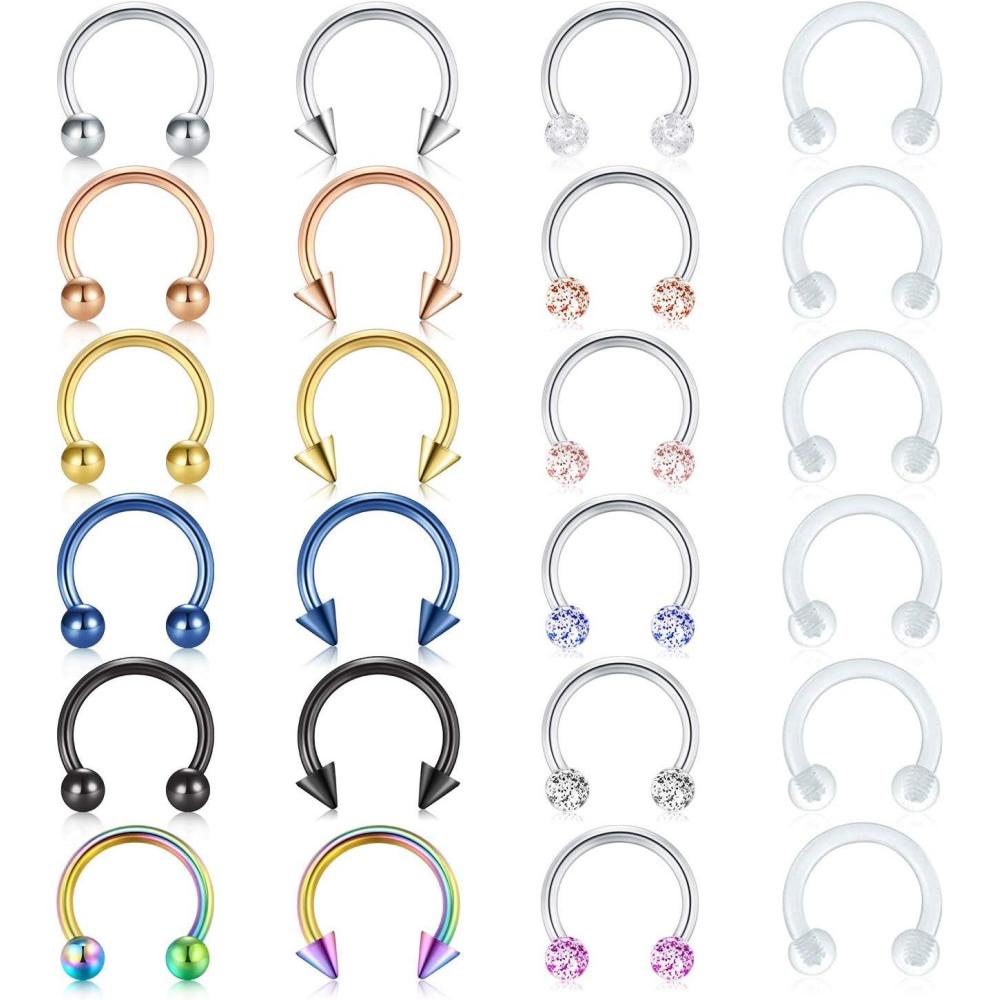 imageMayhoop 16G Stainless Steel Horseshoe Nose Septum Rings Piercing Jewelry Cartilage Helix Tragus Earring Hoop Lip Horseshoe Piercing Retainer for Women Men 8mm 10mmStyle C