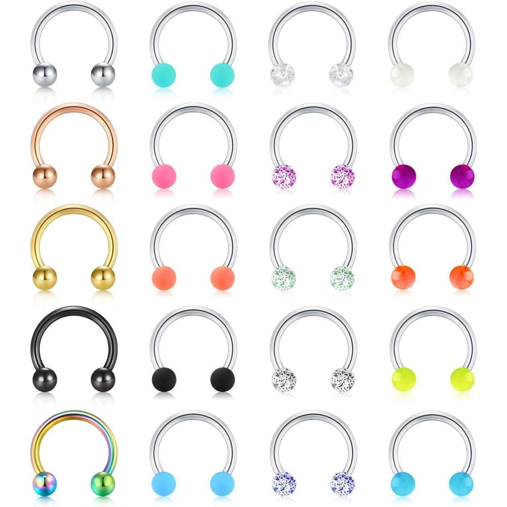 imageMayhoop 16G Stainless Steel Horseshoe Nose Septum Rings Piercing Jewelry Cartilage Helix Tragus Earring Hoop Lip Horseshoe Piercing Retainer for Women Men 8mm 10mmStyle A