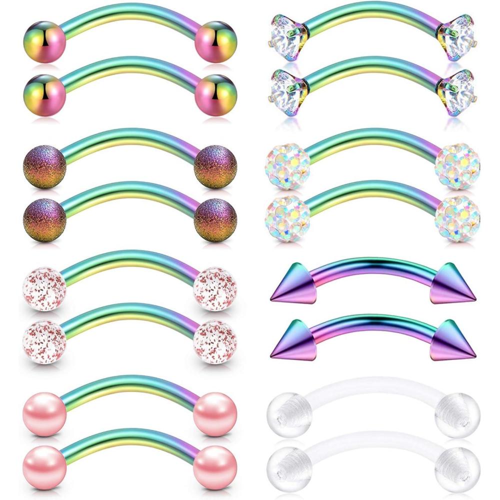 imageMayhoop 16G Surgical Steel Daith Rook Earring 10mm Curved Barbell Eyebrow Rings Piercing Jewelry for Women Men