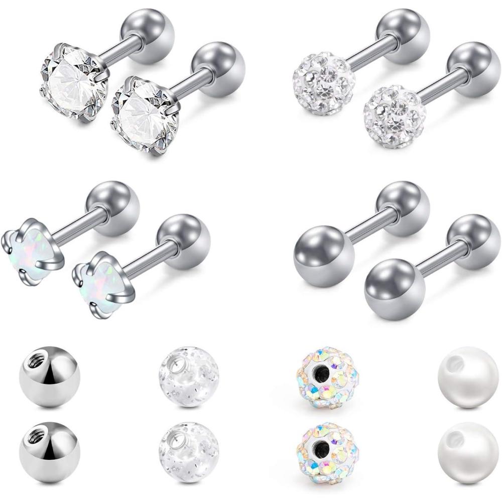 imageMayhoop 16g Cartilage Earrings Men Women Surgical Stainless Steel Tragus Piercing Jewelry Stud Hoop Forward Helix Rook Daith Conch EarringsWhite