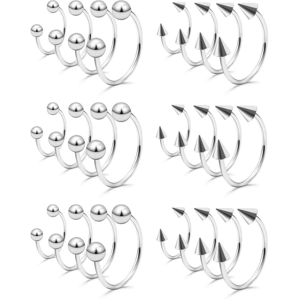 imageMayhoop 40Pcs 16G Stainless Steel Horseshoe Nose Septum Rings Piercing Jewelry Cartilage Daith Helix Tragus Earring Hoop Lip Horseshoe Piercing for Women Men
