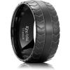 imageKing Will Titanium Wedding Ring for Men Women10mm Black Wedding Band with SingleDirection Tread Pattern Design Comfort Fit for Everday Wear Size 9
