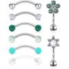 imageMayhoop 16G Rook Earrings Piercing Jewelry Daith Snug Eyebrow Rings Piercing Stainless Steel Curved Barbell Anti Tragus Forward Helix Piercings for Women Men4GreenSilver 10mm6Pcs6mm2Pcs special
