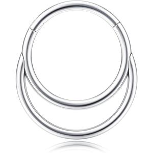 BodyBonita 16G Septum Rings Clicker 316L Stainless Steel Septum Nose Rings for Women Daith Earrings for Women Septum Jewelry Conch Daith Piercing Jewelry 14k Gold Plated/Silver 8mm 10mm(Crescent Layered-Gold/Silver)