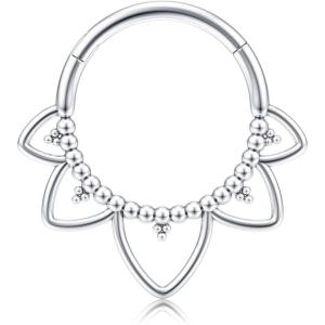 BodyBonita 16G Septum Rings Clicker 316L Stainless Steel Septum Nose Rings for Women Daith Earrings for Women Septum Jewelry Conch Daith Piercing Jewelry 14k Gold Plated/Silver 8mm 10mm(Springs Revival-Gold/Silver)