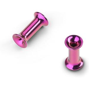 BodyBonita 2Pcs G23 Titanium Double Flared Earrings Internally Threaded Gauges for Ears Weights Eyelet Tunnel Plug Stretching Kit From 3mm to 25mm Women Men(Purple)