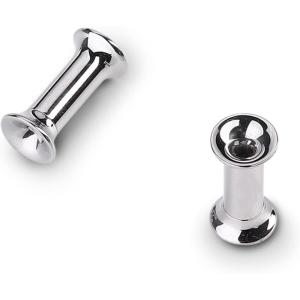 BodyBonita 2Pcs G23 Titanium Double Flared Earrings Internally Threaded Gauges for Ears Weights Eyelet Tunnel Plug Stretching Kit From 3mm to 25mm Women Men(Silver)