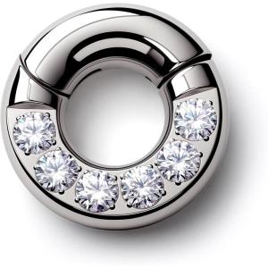 BodyBonita G23 Titanium 0G 2G 4G 6G 8G 10G 12G 14G CZ Septum Rings PA Nose Hoops Clicker Ear Weights for Stretched Ear Piercing Jewelry 10mm 12mm Silver/Gold/Black(Silver)