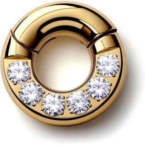 BodyBonita G23 Titanium 0G 2G 4G 6G 8G 10G 12G 14G CZ Septum Rings PA Nose Hoops Clicker Ear Weights for Stretched Ear Piercing Jewelry 10mm 12mm Silver/Gold/Black(Gold)