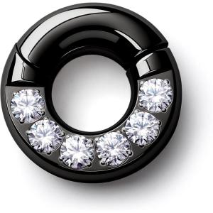 BodyBonita G23 Titanium 0G 2G 4G 6G 8G 10G 12G 14G CZ Septum Rings PA Nose Hoops Clicker Ear Weights for Stretched Ear Piercing Jewelry 10mm 12mm Silver/Gold/Black(Black)