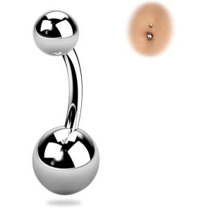 BodyBonita G23 Titanium Belly Button Rings – 14G Internally Threaded 14mm Belly Ring Round Square Star Teardrop CZ Navel Rings for Women(Ball-B)