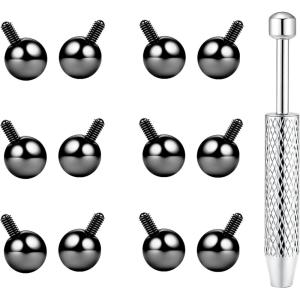 BodyBonita G23 Titanium Horseshoe Nose Rings Septum 16G with Threaded Piercing Taper/Pick Up Tool/Replacement Balls for Piercings – Circular Barbell/Spike Lip Piercing Helix Daith Jewelry for Women(Black-ReplacementBalls)