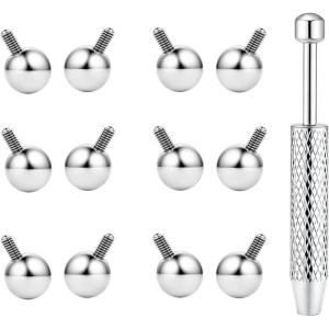 BodyBonita G23 Titanium Horseshoe Nose Rings Septum 16G with Threaded Piercing Taper/Pick Up Tool/Replacement Balls for Piercings – Circular Barbell/Spike Lip Piercing Helix Daith Jewelry for Women(Silver-ReplacementBalls)