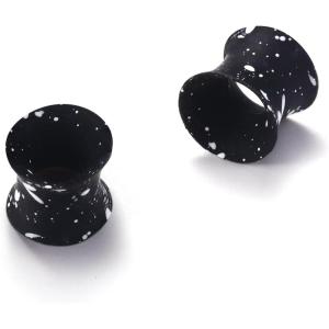 BodyBonita Implant Silicone Gauges for Ears 2Pcs, Flexible Double Flared Earrings, Expander Ear Gauges Eyelet, Tunnel Plug Ear Stretching Kit, Flesh Ear Piercing Jewelry for Women Men 8mm Wearable Length(0G(8mm)-8mm)