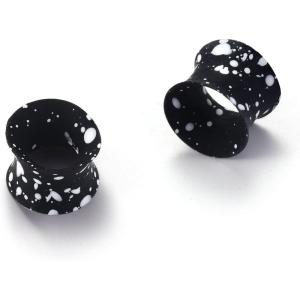 BodyBonita Implant Silicone Gauges for Ears 2Pcs, Flexible Double Flared Earrings, Expander Ear Gauges Eyelet, Tunnel Plug Ear Stretching Kit, Flesh Ear Piercing Jewelry for Women Men 8mm Wearable Length(00G(10mm)-8mm)