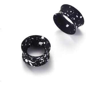 BodyBonita Implant Silicone Gauges for Ears 2Pcs, Flexible Double Flared Earrings, Expander Ear Gauges Eyelet, Tunnel Plug Ear Stretching Kit, Flesh Ear Piercing Jewelry for Women Men 8mm Wearable Length(5/8”(16mm)-8mm)