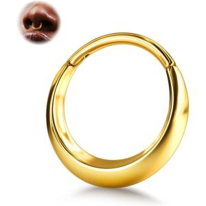 BodyBonita Septum Rings 16G – 316L Stainless Steel Nose Rings Hoops for Men Women Septum Piercing Jewelry 8 mm 10 mm(Gold-Crescent)