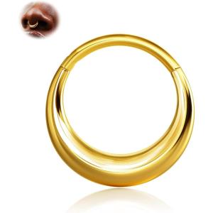 BodyBonita Septum Rings 16G – 316L Stainless Steel Nose Rings Hoops for Men Women Septum Piercing Jewelry 8 mm 10 mm(Gold-Orbit)