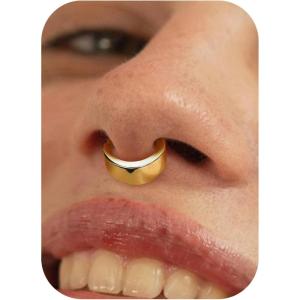 BodyBonita Septum Rings 16G – 316L Stainless Steel Nose Rings Hoops for Men Women Septum Piercing Jewelry 8 mm 10 mm(Gold-Slender)