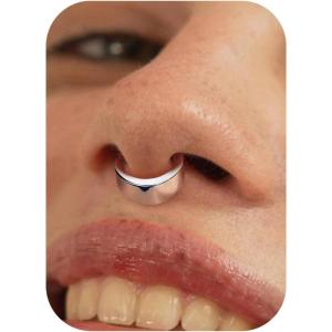 BodyBonita Septum Rings 16G – 316L Stainless Steel Nose Rings Hoops for Men Women Septum Piercing Jewelry 8 mm 10 mm(Silver-Slender)