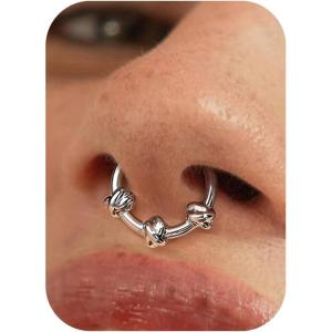 BodyBonita Septum Rings 16G – 316L Stainless Steel Nose Rings Hoops for Women Septum Piercing Jewelry 8mm 10mm(Eternal Knot -Gold/Silver)