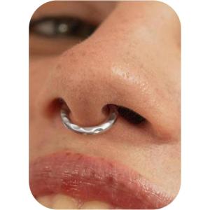 BodyBonita Septum Rings 16G – 316L Stainless Steel Nose Rings Hoops for Women Septum Piercing Jewelry 8mm 10mm(Hammered Satin Finish-Gold/Silver)