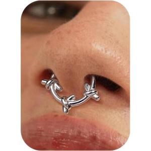 BodyBonita Septum Rings 16G – 316L Stainless Steel Nose Rings Hoops for Women Septum Piercing Jewelry 8mm 10mm(Intertwined-Gold/Silver)