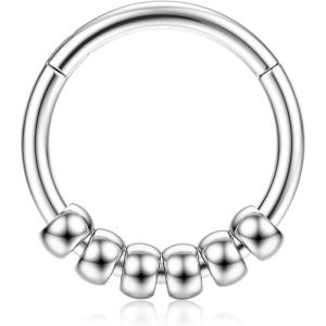 BodyBonita Septum Rings 16G – 316L Stainless Steel Nose Rings Hoops for Women Septum Piercing Jewelry 8mm 10mm(Steel Oribit-Silver)
