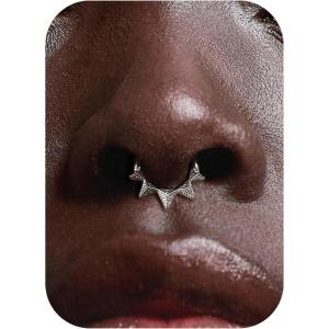 BodyBonita Spike 16G Septum Rings – 316L Stainless Steel Nose Rings Hoops for Women Men Helix Piercing Jewelry Tragus Daith Conch Cartilage Hoop Earring 14K Gold Plated/Silver 8 mm/10 mm(Style 8-Silver)