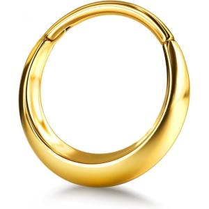 BodyBonita Titanium Septum Rings 16G – G23 Titanium Nose Ring Hoops for Men Women Septum Piercing Jewelry 8 mm 10 mm(Gold-Crescent)