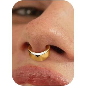 BodyBonita Titanium Septum Rings 16G – G23 Titanium Nose Ring Hoops for Men Women Septum Piercing Jewelry 8 mm 10 mm(Gold-Slender)