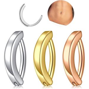 Incaton 14G Belly Button Ring Surgical Stainless Steel Round Cubic Zirconia Navel Barbell Belly Rings For Women 6/8/10/12mm(3PC / HOOP / S+RG+G)