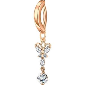 Incaton 14G Clicker Belly Button Rings for Women Stainless Steel Belly Barbell Piercing Reverse Curved Navel Barbell Body Jewelry