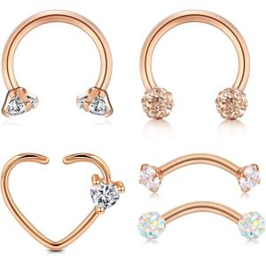 Incaton 16G Daith Rook Earrings Stainless Steel with Crystal Ball Eyebrow Ring Cartilage Helix Piercing Horseshoe Hoop Rings Jewelry