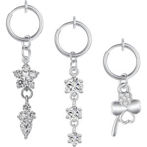 Incaton Fake Belly Ring Clip on Belly Button Rings for Women CZ Dangle Belly Button Rings Butterfly Heart Crown Belly Rings Non Piercing Jewelry Gold