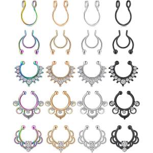 Incaton Fake Septum Piercing Faux Septum Nose Hoop Rings Stainless Steel Faux Septum Ring Non Piercing Clip On Nose Rings For Women