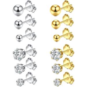 Incaton Forward Helix Hewelry Earring,16G Gold Cartilage Tragus Stud Earrings Lip Body Jewelry Piercing Ring (silver + gold)