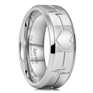 King Will 316L Stainless Steel Wedding Band for Men Women- Celtic Knots and Nature Style Design Wedding Ring in Multicolor Available Comfort Fit Size 7-14(Sliver-Love Pattern)