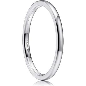 King Will 316L Stainless Steel Wedding Band for Men Women-2-8mm Width Wedding Ring in Black/Sliver/Gold Plated Laser I Love You High Polished Dome Style Promise Ring Comfort Fit Size 4-15(A-Sliver-Plated-2mm)