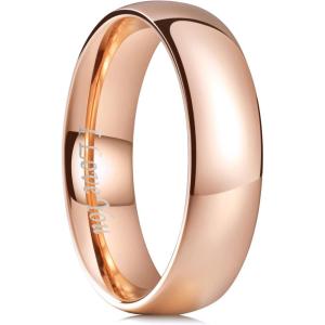 King Will 316L Stainless Steel Wedding Band for Men Women-2-8mm Width Wedding Ring in Black/Sliver/Gold Plated Laser I Love You High Polished Dome Style Promise Ring Comfort Fit Size 4-15(C-Rose Gold-Plated-6mm)