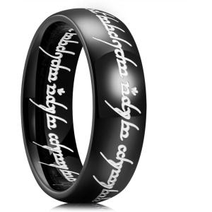 King Will 316L Stainless Steel Wedding Band for Men Women-8mm Gold/Black/Sliver Fidget Spinner Wedding Ring High Polished with Unique Pattern Design Comfort Fit Size 7-14(A-Black)